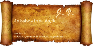 Jakabovits Vajk névjegykártya